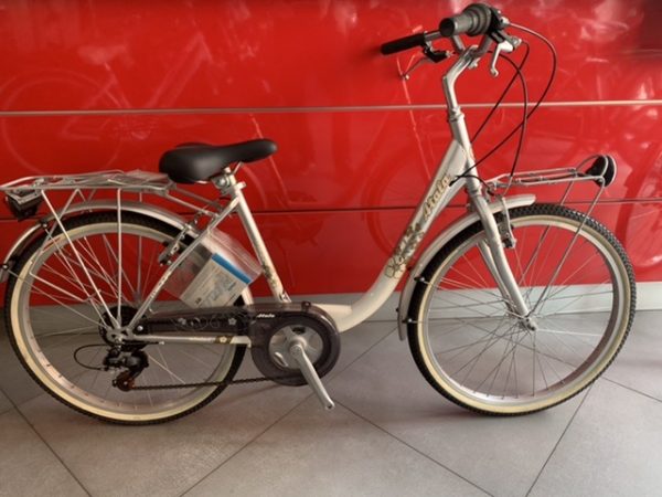 1-Bicicletta Atala Monotubo Donna "Maggie" Ruota 24 Acciaio 7 V Taglia 42 Colore Bianca-Argento