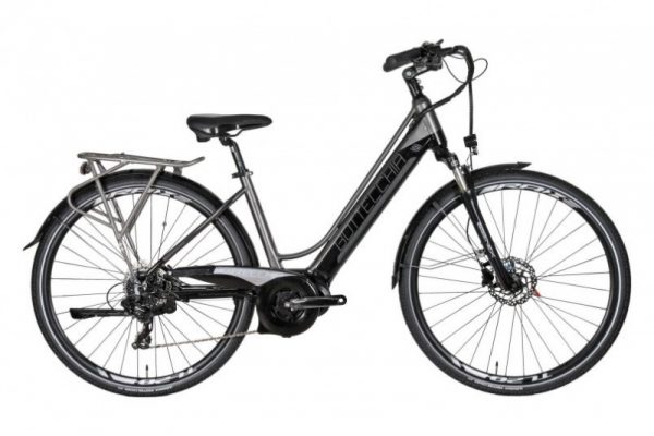 Bicicletta E-Bike BOTTECCHIA  "BE 19 TRK LADY 2022'" 28 Motore Olieds Centrale Batteria Panasonic 500 wh  Alluminio Donna Argento-Antracite