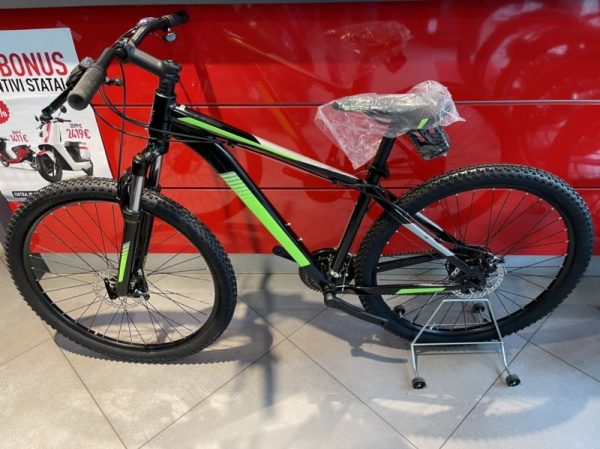 Bicicletta Mtb 27.5 Pollice Alluminio 21 V Telaio DISCO MECCANICO   Misura 43 Nero Opaco-Verde