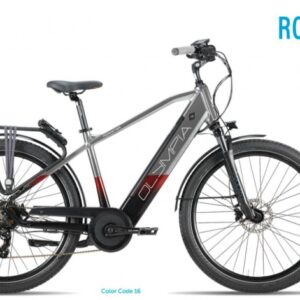 Bicicletta E-Bike Olympia "Roadster 2025 Man 700 “Alluminio Donna Colore Antracite  Opaca-Nera-Rossa, Batteria Samsung  580 Wh