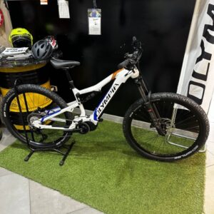 Bicicletta Mtb E-Bike Full Olympia “EX 900 Trail 2023  ” Motore Ananda 100 Nm Alluminio  Taglia S Colore Bianco Opaco Azzurro