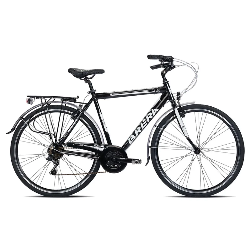 Bicicletta City Bike “ Brera STYLO  21 Velocita' “,Misura Telaio 54 Alluminio UOMO Colore Nero Lucido-Bianco