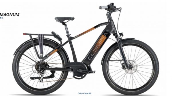 Bicicletta E-Bike Olympia "New Magnum 700 Modello 2025 Motore Oli 68 Nm Batteria LG 720 Wh “Alluminio uomo  Colore 06 Nera-Marrone